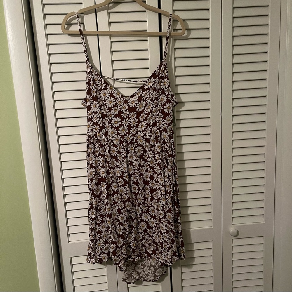 NWT H&M Brown Daisy Floral Short Dress Size Large
